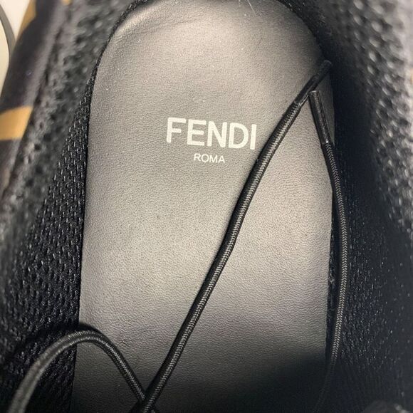 Fendi Brown/Black Zucca Logo Lycra FFreedom Lace Up Low Top Sneakers EU 38 US 8 - Picture 9 of 9